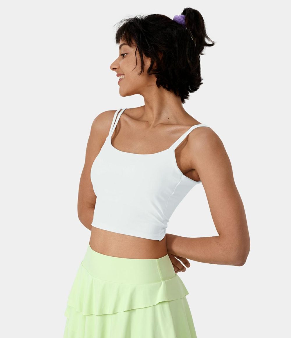 Double Straps Backless Twisted Cropped Yoga Tank Top  | Womens  Cropped Tops Clothing Cropped Tops