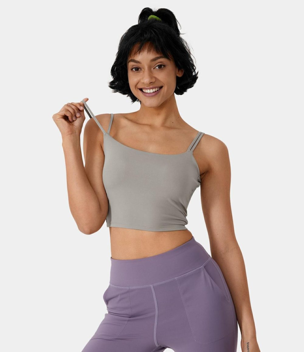 Double Straps Backless Twisted Cropped Yoga Tank Top  | Womens  Cropped Tops Clothing Cropped Tops