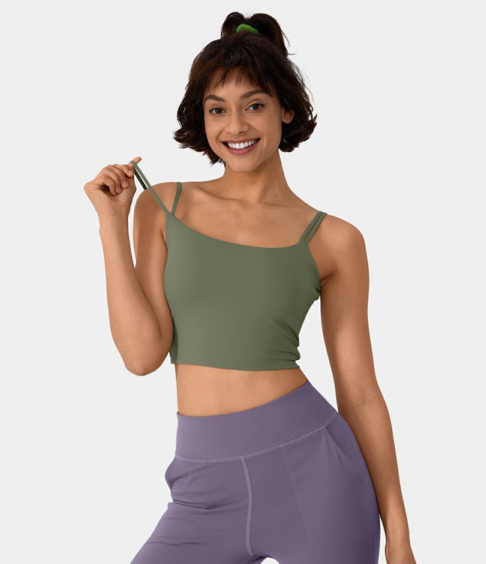 Double Straps Backless Twisted Cropped Yoga Tank Top  | Womens  Cropped Tops Clothing Cropped Tops