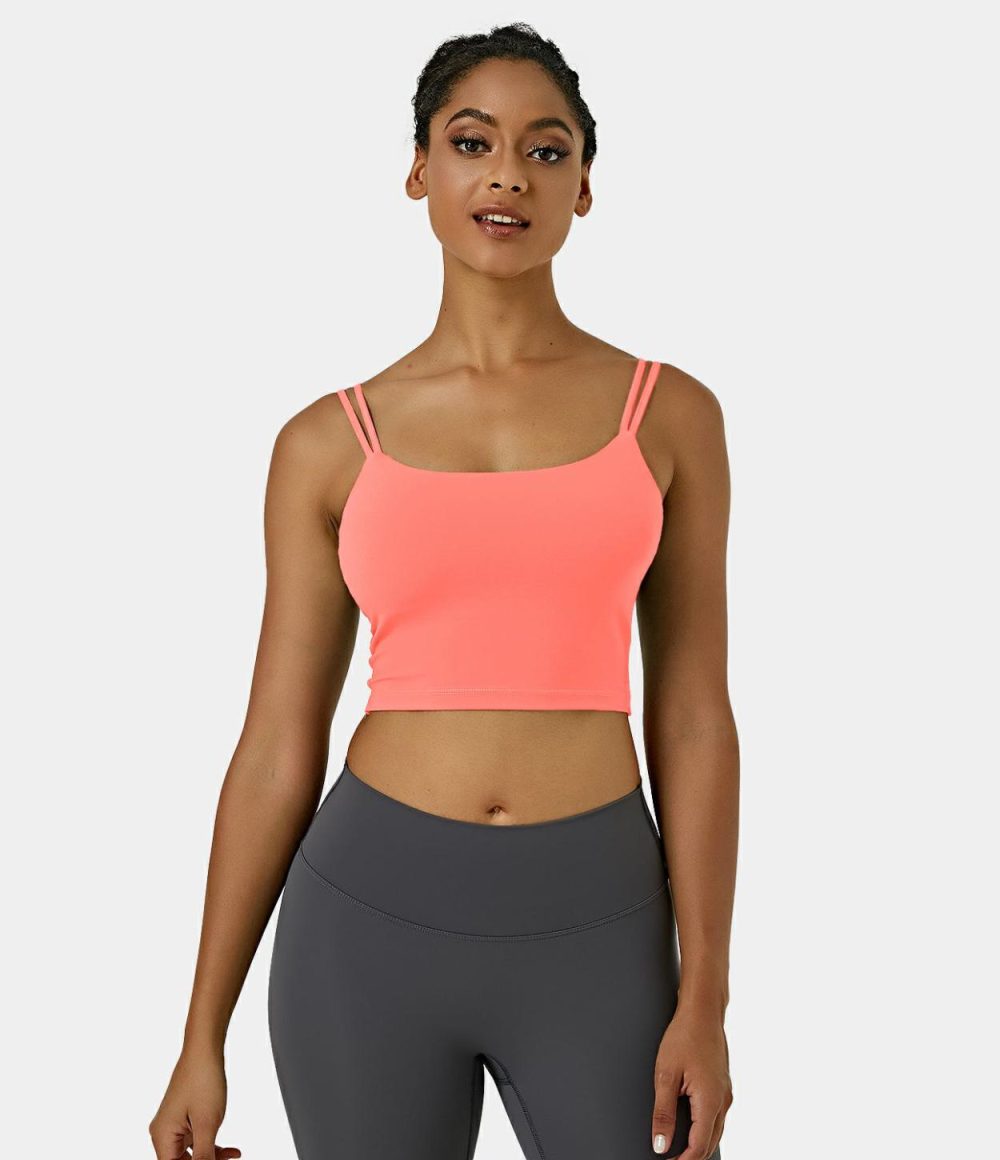 Double Straps Backless Twisted Cropped Yoga Tank Top  | Womens  Cropped Tops Clothing Cropped Tops