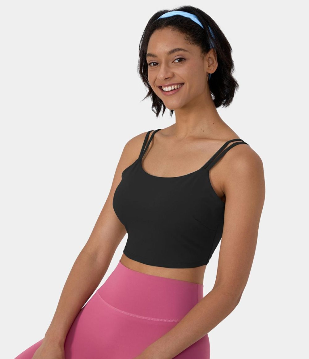 Double Straps Backless Twisted Workout Cropped Tank Top-DD/DDD/F Cups  | Womens  Cropped Tops Clothing Cropped Tops