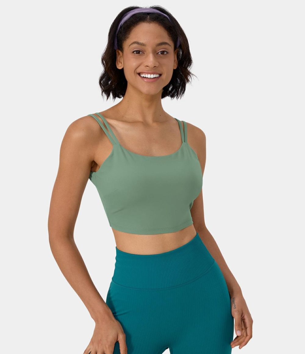 Double Straps Backless Twisted Workout Cropped Tank Top-DD/DDD/F Cups  | Womens  Cropped Tops Clothing Cropped Tops