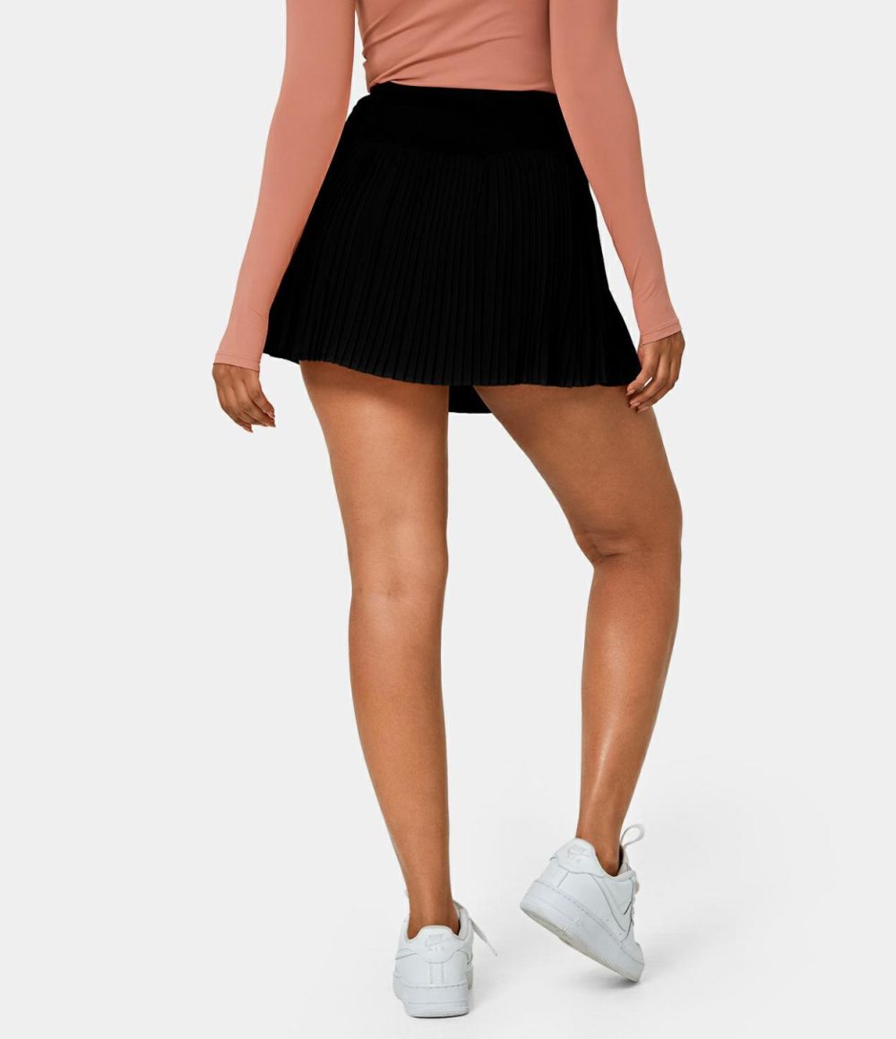 Everyday Breezeful™ 2-in-1 Pleated Side Pocket Quick Dry Tennis Skirt  | Womens  Pleated Skirts Clothing Black