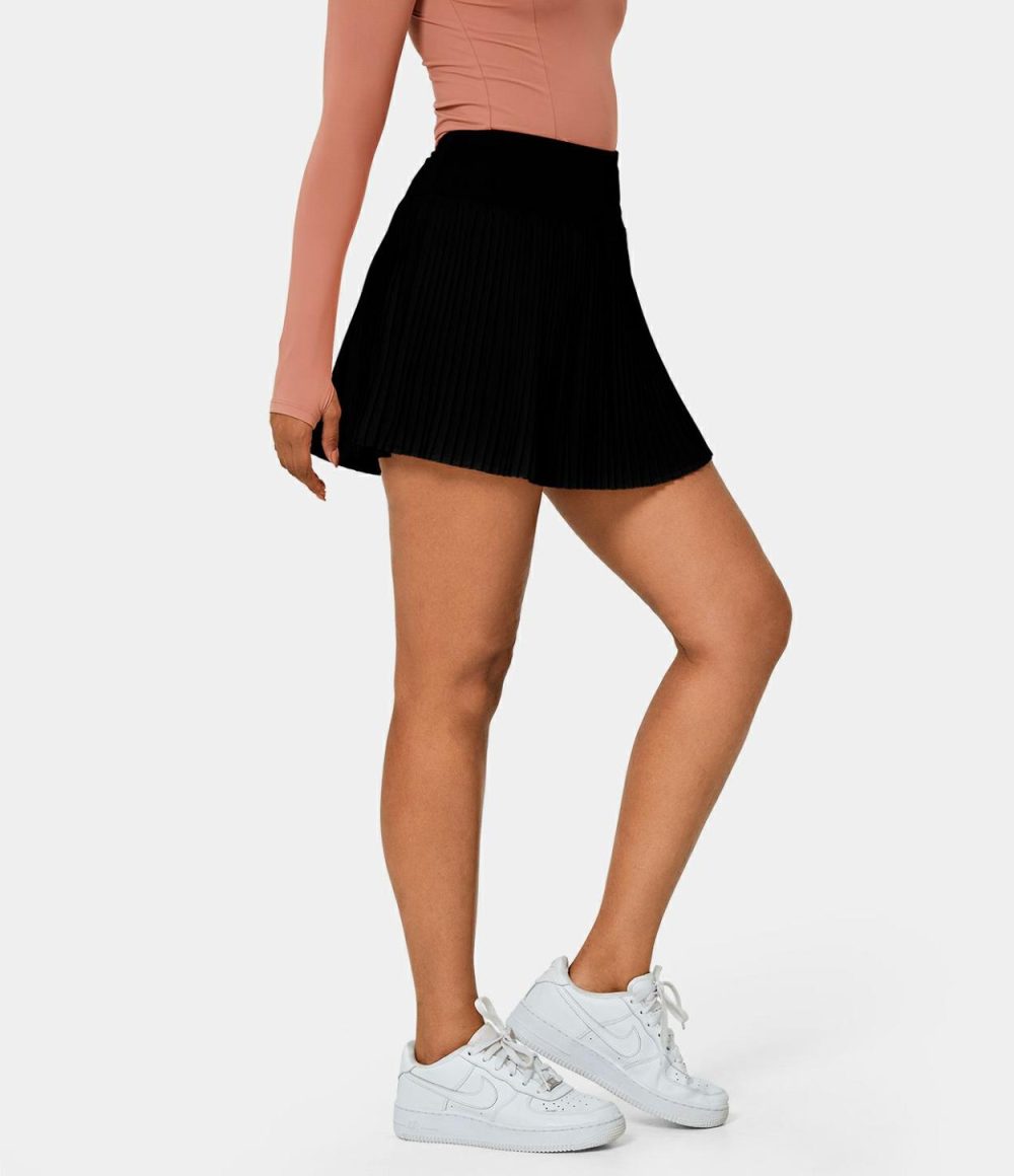 Everyday Breezeful™ 2-in-1 Pleated Side Pocket Quick Dry Tennis Skirt  | Womens  Pleated Skirts Clothing Black