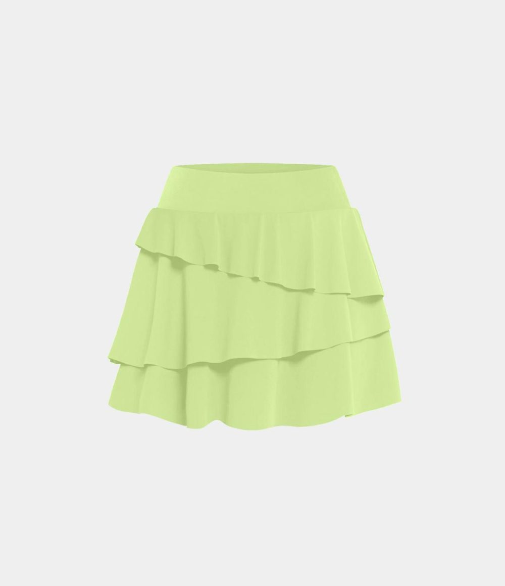 Everyday High Waisted 2-in-1 Pickleball Skirt-Truffle  | Womens  Mini Skirts Clothing Butterfly/Blue Heron