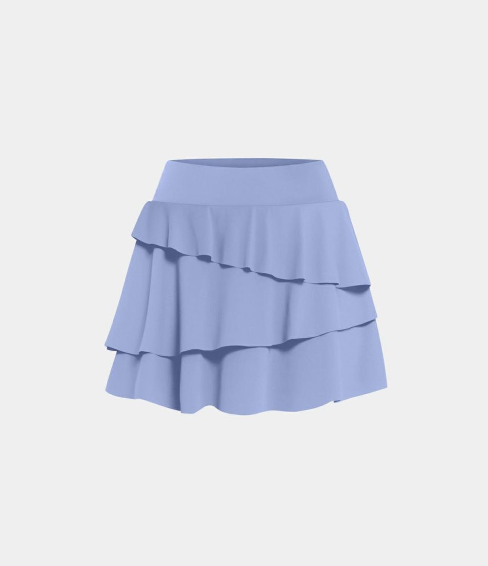 Everyday High Waisted 2-in-1 Pickleball Skirt-Truffle  | Womens  Mini Skirts Clothing Blue Heron/Butterfly