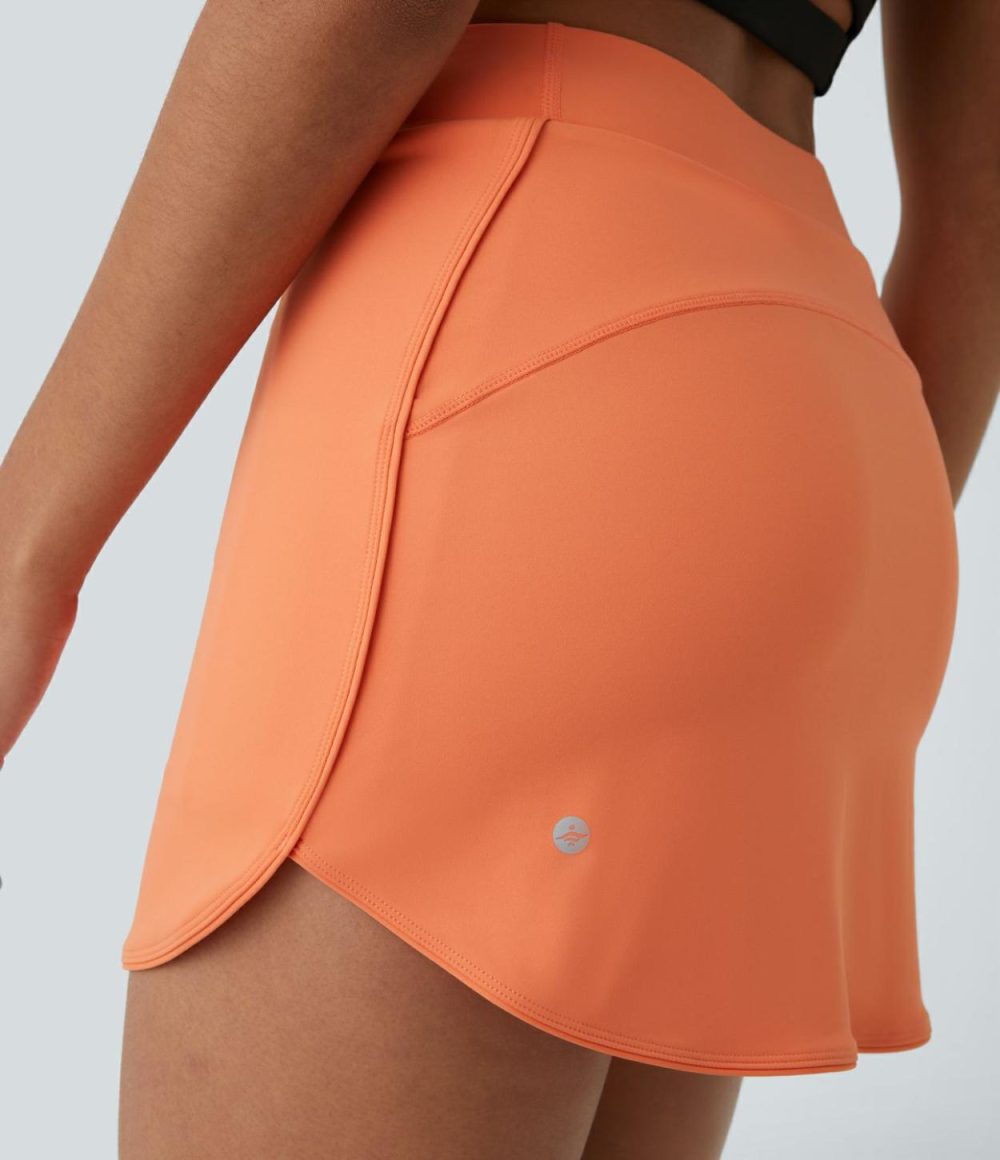 Everyday High Waisted Side Pocket 2-in-1 Micro Mini Golf Skirt-Clarity  | Womens  Mini Skirts Clothing Dusty Orange/Fuchsia Fedora/Steeple Gray/Aster Blue/Black/Salsa/White/Majolica Blue/Snowflake Blue/Deep Tea Brown