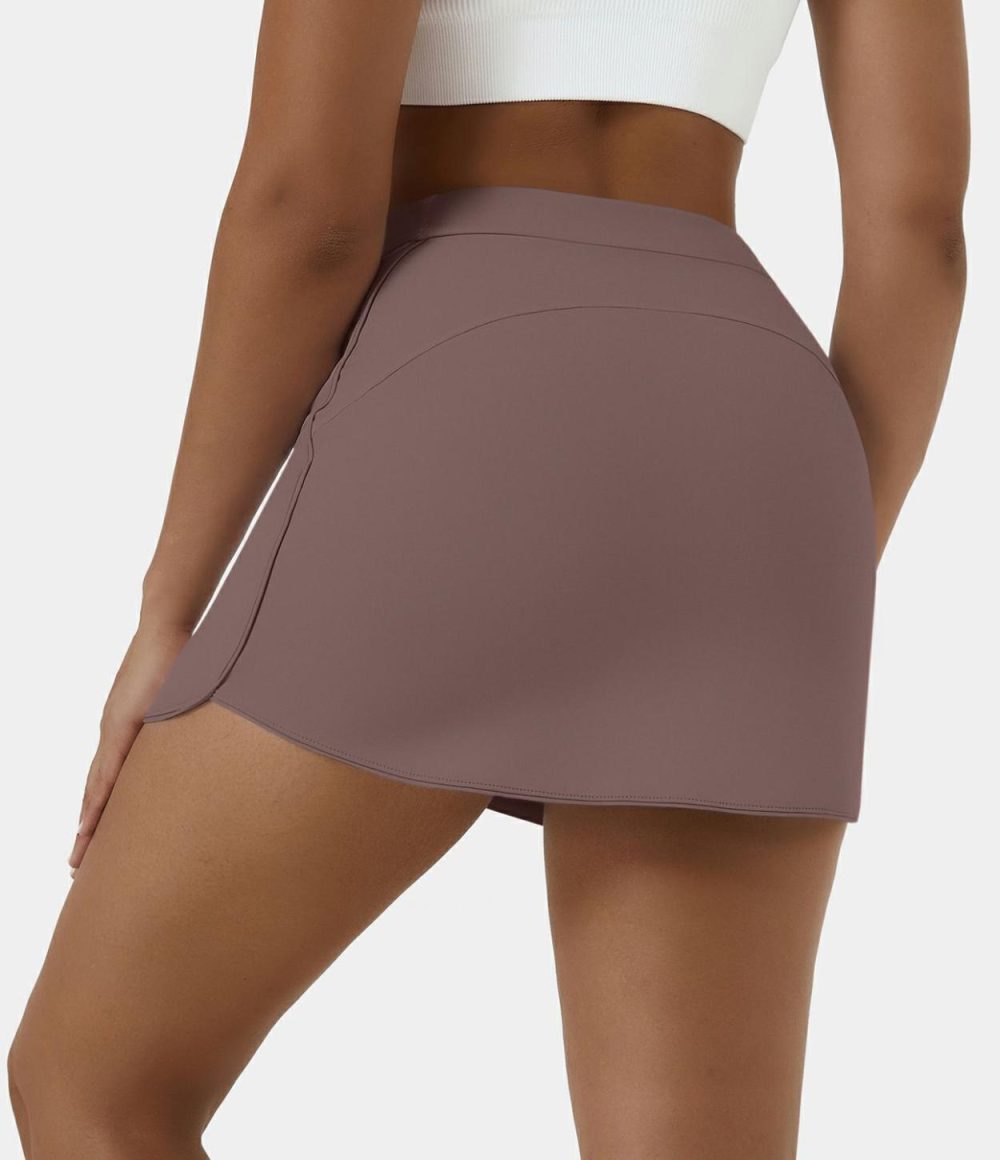 Everyday High Waisted Side Pocket 2-in-1 Micro Mini Golf Skirt-Clarity  | Womens  Mini Skirts Clothing Dusty Orange/Fuchsia Fedora/Steeple Gray/Aster Blue/Black/Salsa/White/Majolica Blue/Snowflake Blue/Deep Tea Brown