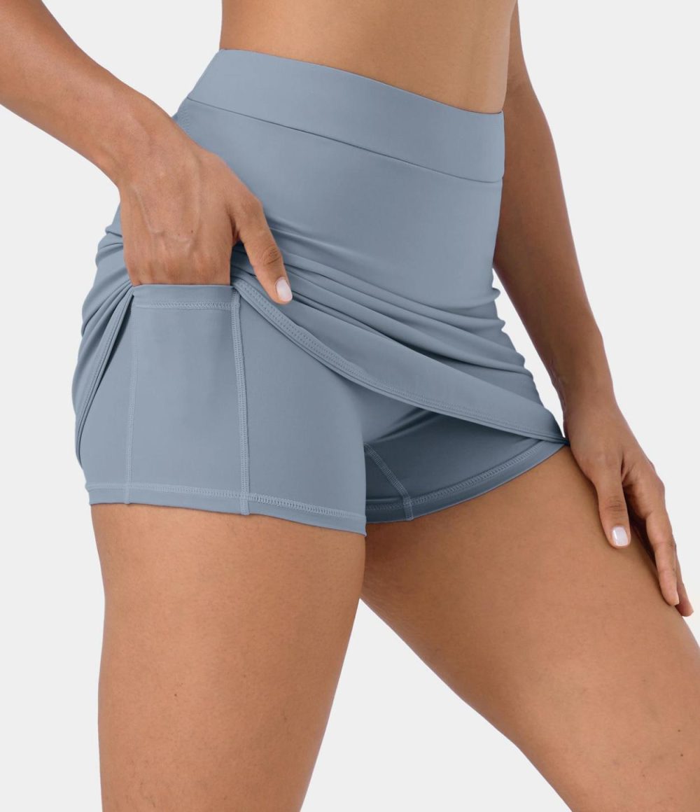 Everyday High Waisted Side Pocket 2-in-1 Micro Mini Golf Skirt-Clarity  | Womens  Mini Skirts Clothing Dusty Orange/Fuchsia Fedora/Steeple Gray/Aster Blue/Black/Salsa/White/Majolica Blue/Snowflake Blue/Deep Tea Brown