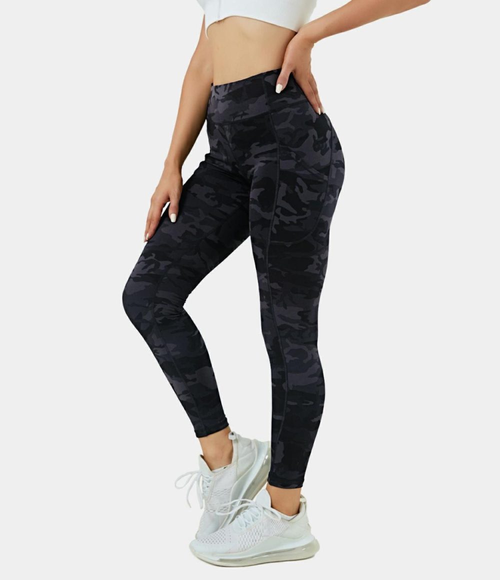 Everyday High Waisted Side Pocket 7/8 Leggings  | Womens  Pocket Leggings Clothing Black Camo/Graphite Grey/Black/Oxford Blue/Midnight Blue