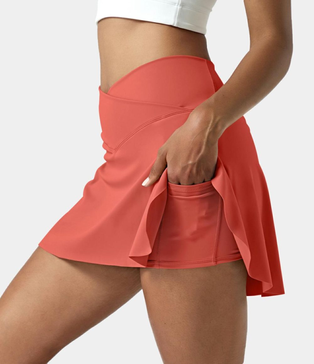 Everyday Softlyzero™ Airy Crossover 2-in-1 Side Pocket Cool Touch Tennis Skirt-Lucid-UPF50+  | Womens  Mini Skirts Clothing Imperial Red/Loka Blue/Black/Elegant Blue/White/Endless Sky/Deep Lotus Pink/Poinsettia/Fuchsia Fedora/Peach Orange