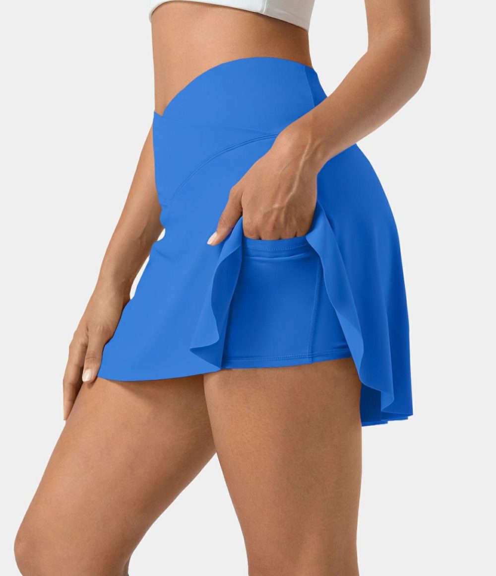 Everyday Softlyzero™ Airy Crossover 2-in-1 Side Pocket Cool Touch Tennis Skirt-Lucid-UPF50+  | Womens  Mini Skirts Clothing Imperial Red/Loka Blue/Black/Elegant Blue/White/Endless Sky/Deep Lotus Pink/Poinsettia/Fuchsia Fedora/Peach Orange