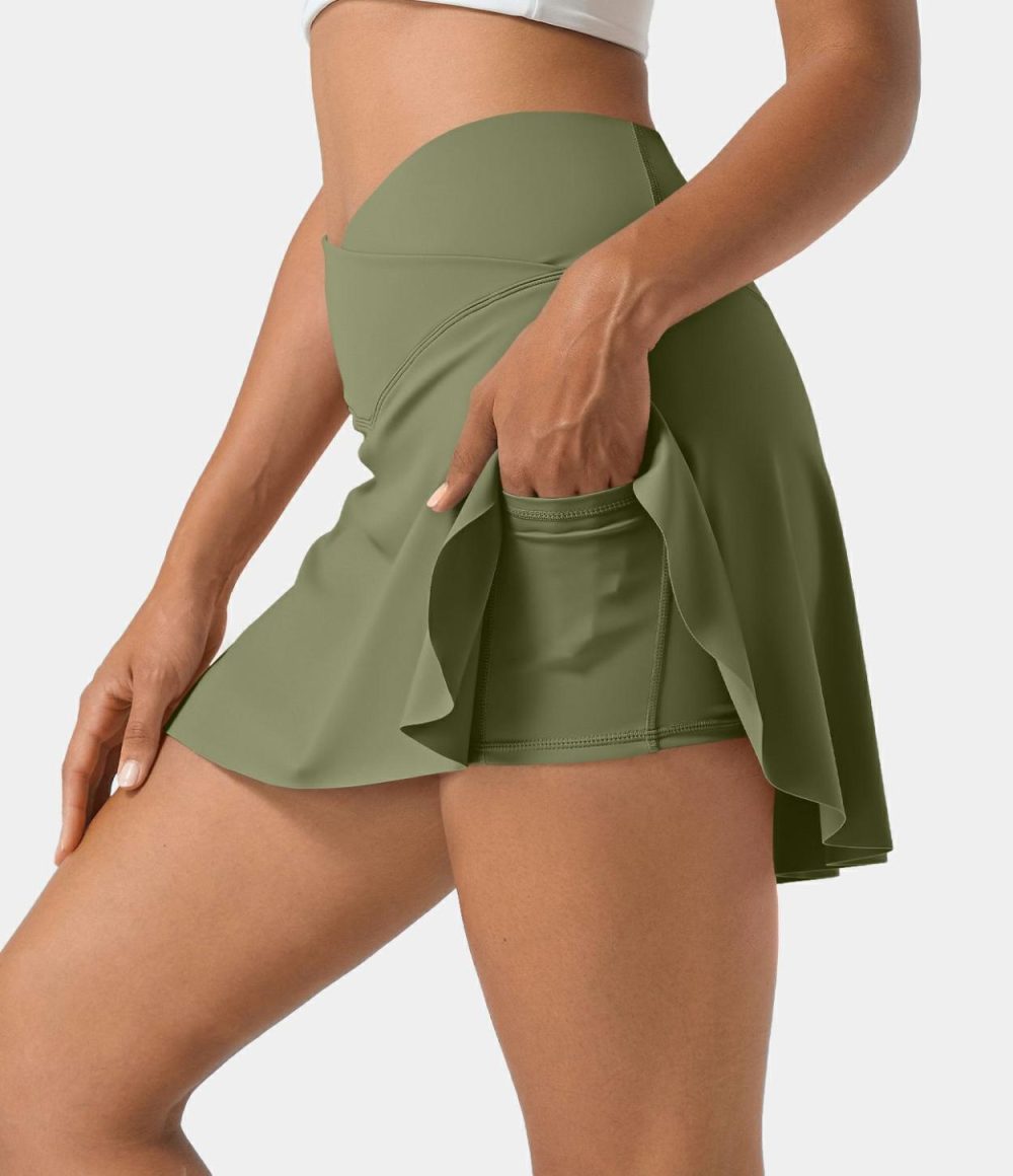 Everyday Softlyzero™ Airy Crossover 2-in-1 Side Pocket Cool Touch Tennis Skirt-Lucid-UPF50+  | Womens  Mini Skirts Clothing Mini Skirts