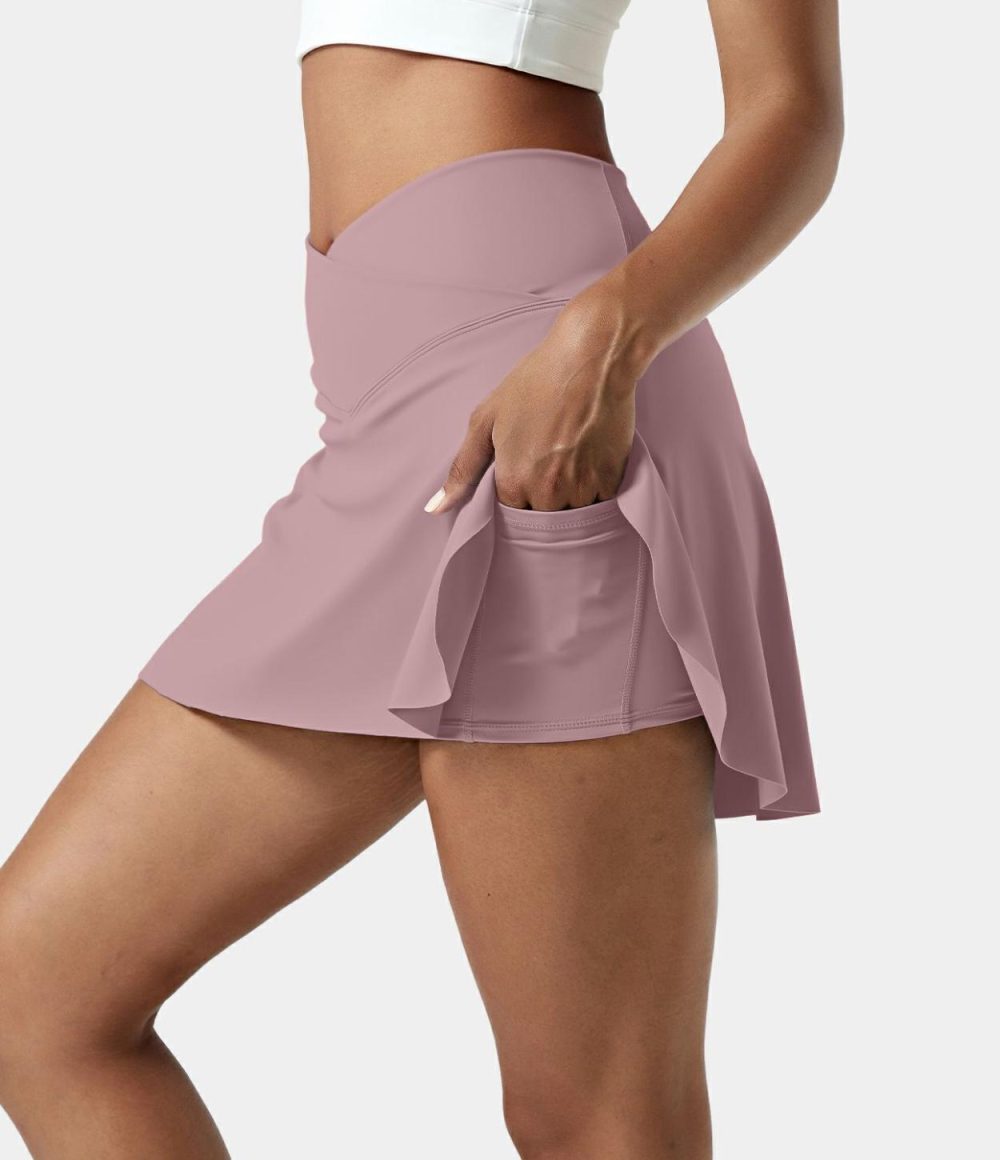 Everyday Softlyzero™ Airy Crossover 2-in-1 Side Pocket Cool Touch Tennis Skirt-Lucid-UPF50+  | Womens  Mini Skirts Clothing Imperial Red/Loka Blue/Black/Elegant Blue/White/Endless Sky/Deep Lotus Pink/Poinsettia/Fuchsia Fedora/Peach Orange