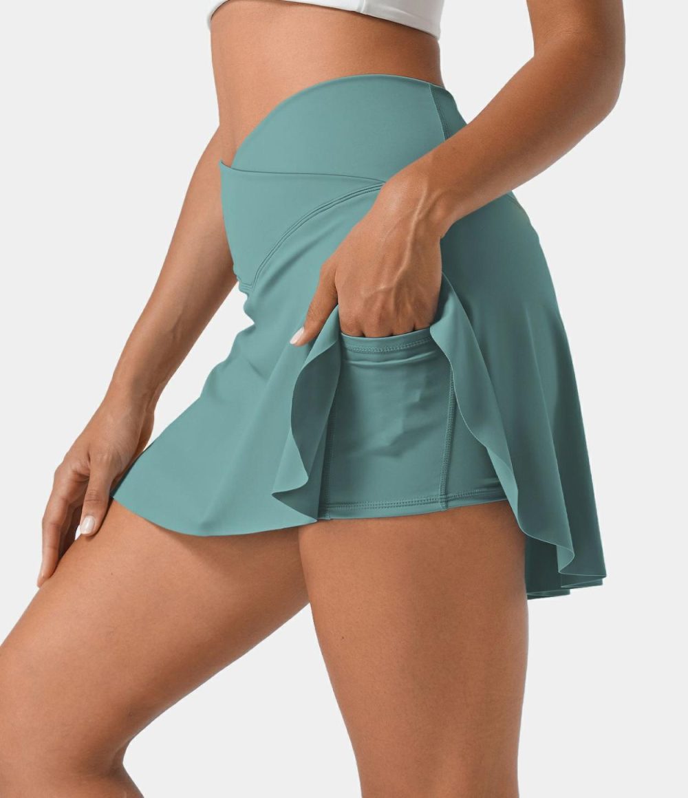 Everyday Softlyzero™ Airy Crossover 2-in-1 Side Pocket Cool Touch Tennis Skirt-Lucid-UPF50+  | Womens  Mini Skirts Clothing Mini Skirts