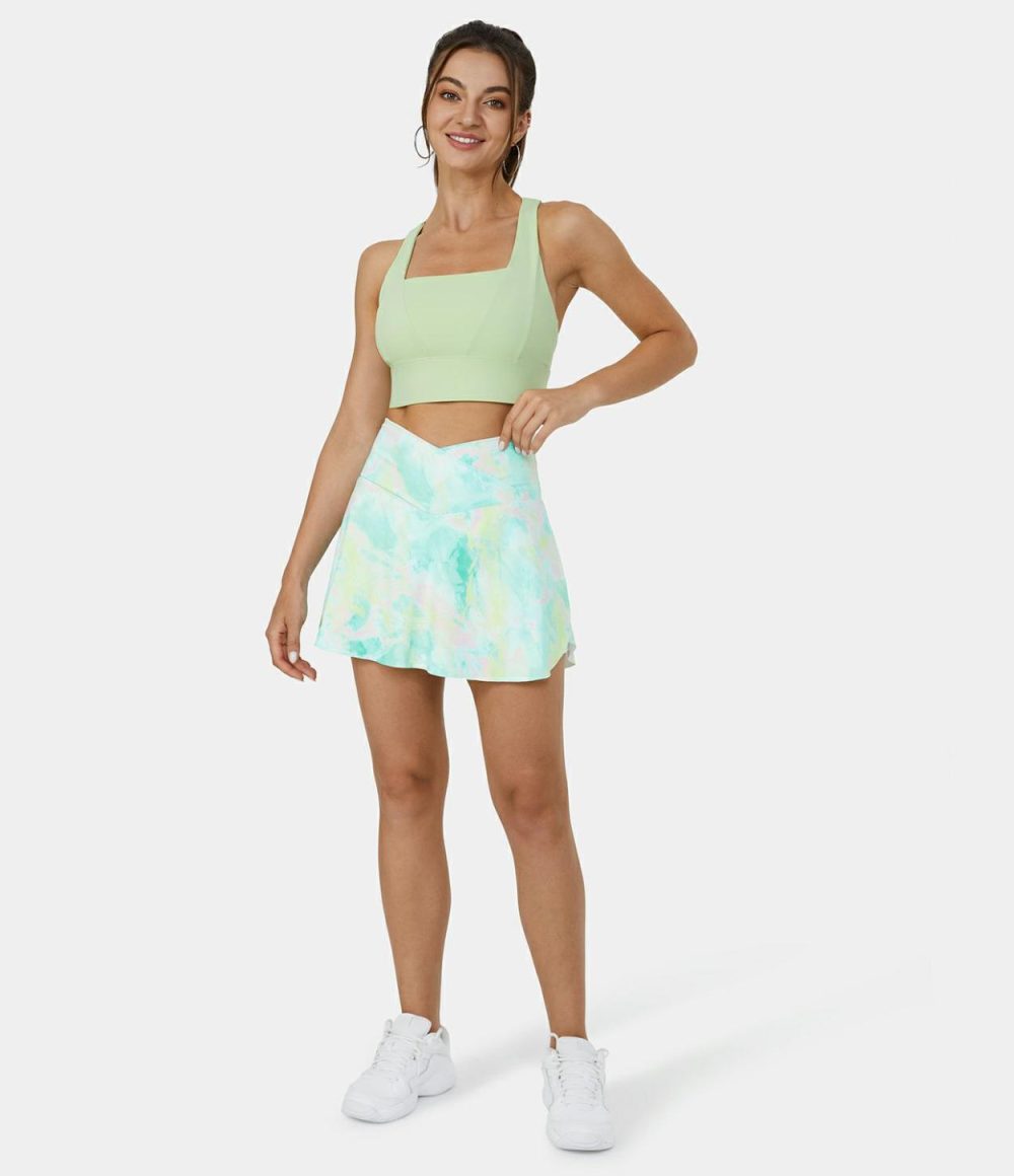 Everyday Softlyzero™ Airy Crossover Side Pocket 2-in-1 Cool Touch Tennis Skirt-Lucid-Color Print  | Womens  Mini Skirts Clothing Dreamlike Wave