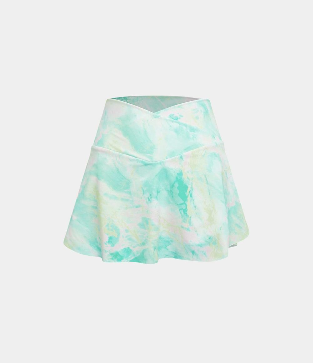 Everyday Softlyzero™ Airy Crossover Side Pocket 2-in-1 Cool Touch Tennis Skirt-Lucid-Color Print  | Womens  Mini Skirts Clothing Dreamlike Wave