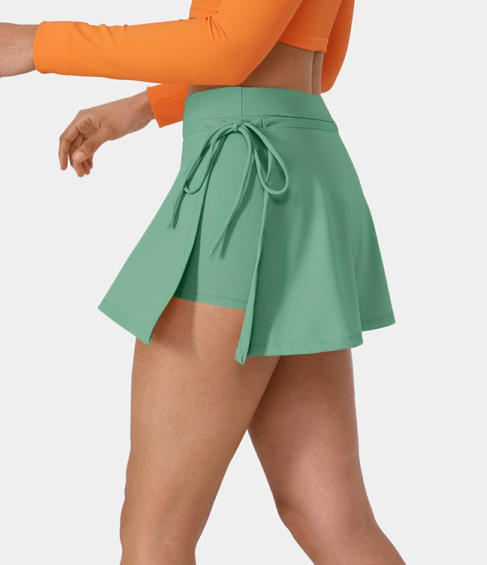 Everyday Softlyzero™ Airy Mid Rise Tie Side A Line 2-in-1 Side Pocket Mini Cool Touch Skirt-UPF50+  | Womens  2-in-1 Skorts 2-in-1 Skorts 2-in-1 Skorts