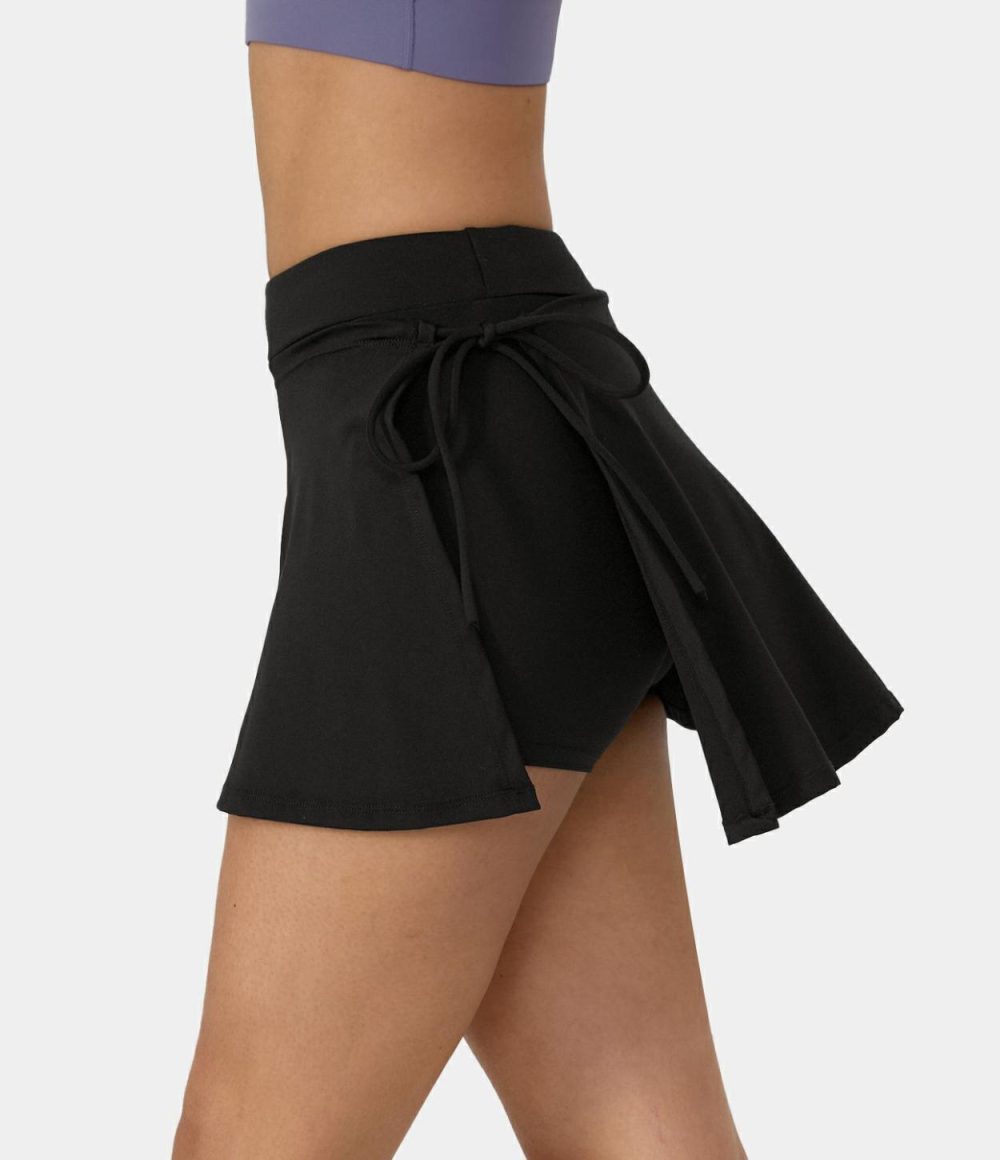 Everyday Softlyzero™ Airy Mid Rise Tie Side A Line 2-in-1 Side Pocket Mini Cool Touch Skirt-UPF50+  | Womens  2-in-1 Skorts 2-in-1 Skorts 2-in-1 Skorts