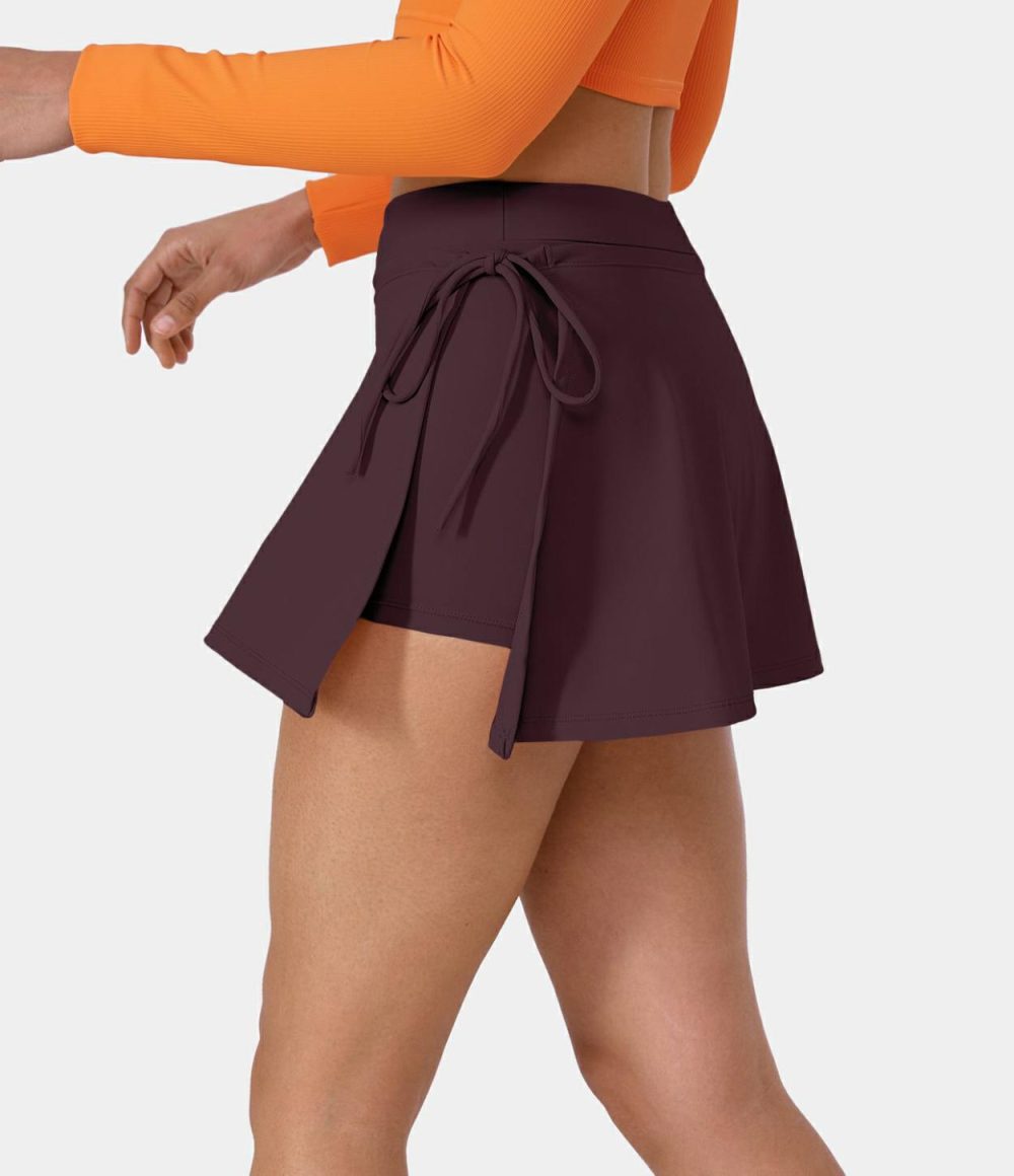 Everyday Softlyzero™ Airy Mid Rise Tie Side A Line 2-in-1 Side Pocket Mini Cool Touch Skirt-UPF50+  | Womens  2-in-1 Skorts 2-in-1 Skorts 2-in-1 Skorts