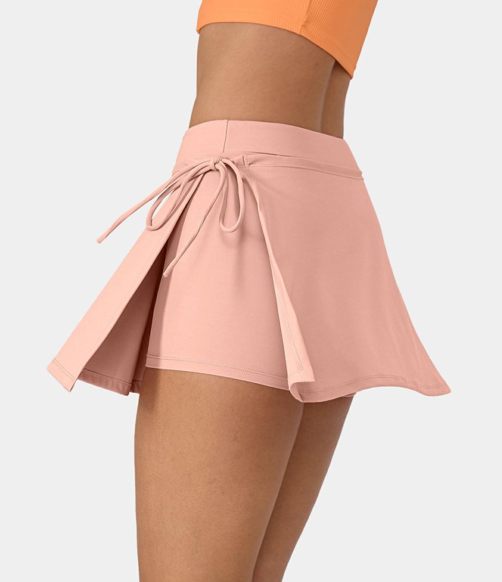 Everyday Softlyzero™ Airy Mid Rise Tie Side A Line 2-in-1 Side Pocket Mini Cool Touch Skirt-UPF50+  | Womens  2-in-1 Skorts 2-in-1 Skorts 2-in-1 Skorts