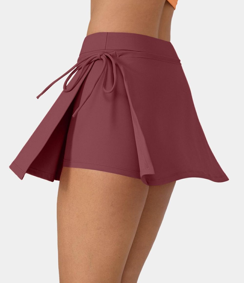 Everyday Softlyzero™ Airy Mid Rise Tie Side A Line 2-in-1 Side Pocket Mini Cool Touch Skirt-UPF50+  | Womens  2-in-1 Skorts 2-in-1 Skorts 2-in-1 Skorts