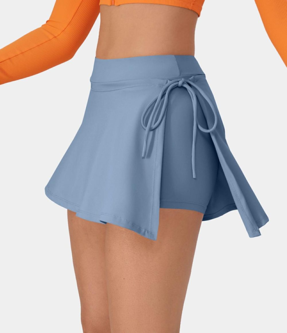 Everyday Softlyzero™ Airy Mid Rise Tie Side A Line 2-in-1 Side Pocket Mini Cool Touch Skirt-UPF50+  | Womens  2-in-1 Skorts 2-in-1 Skorts 2-in-1 Skorts