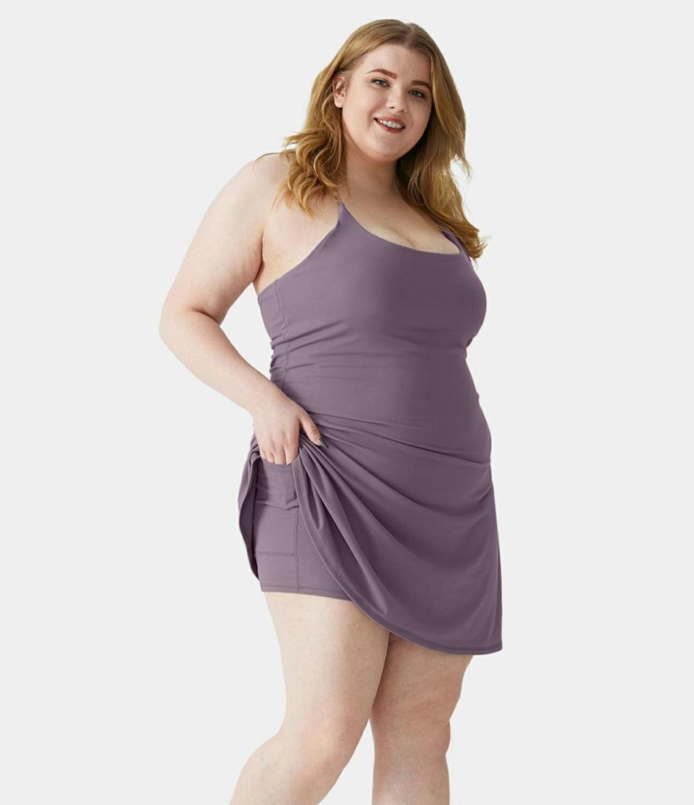 Everyday Softlyzero™ Plush Plus Size Dress-Wannabe  | Womens  Mini Dresses Clothing Grass Grey Green/Black/Begonia Rouge/Subtle Green/Dark Turquoise/Peacoat/Tulip Purple