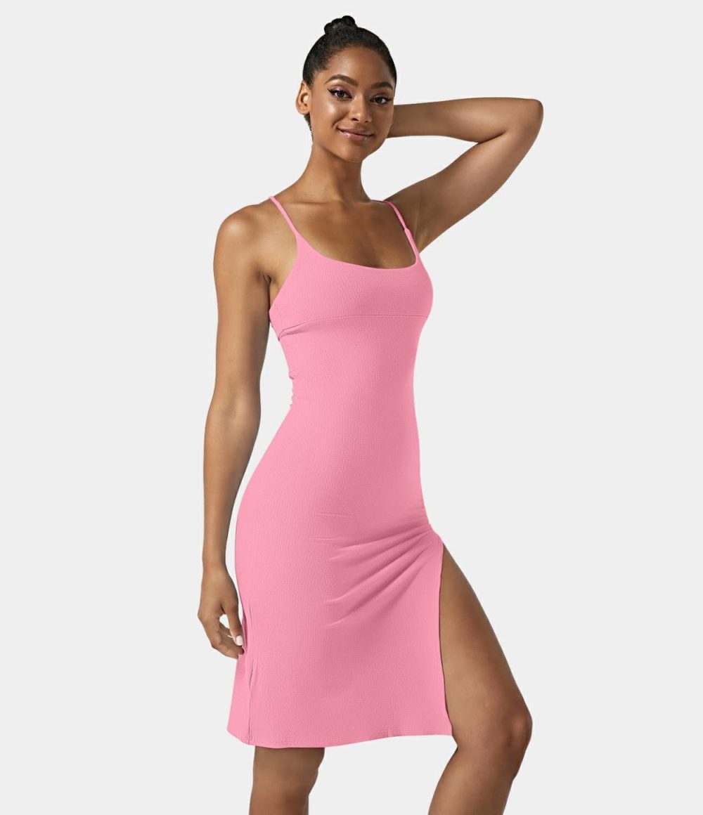 Everyday Split Strap Bodycon Midi Chill Party Dress-Sensational  | Womens  Party Dresses Clothing Party Dresses