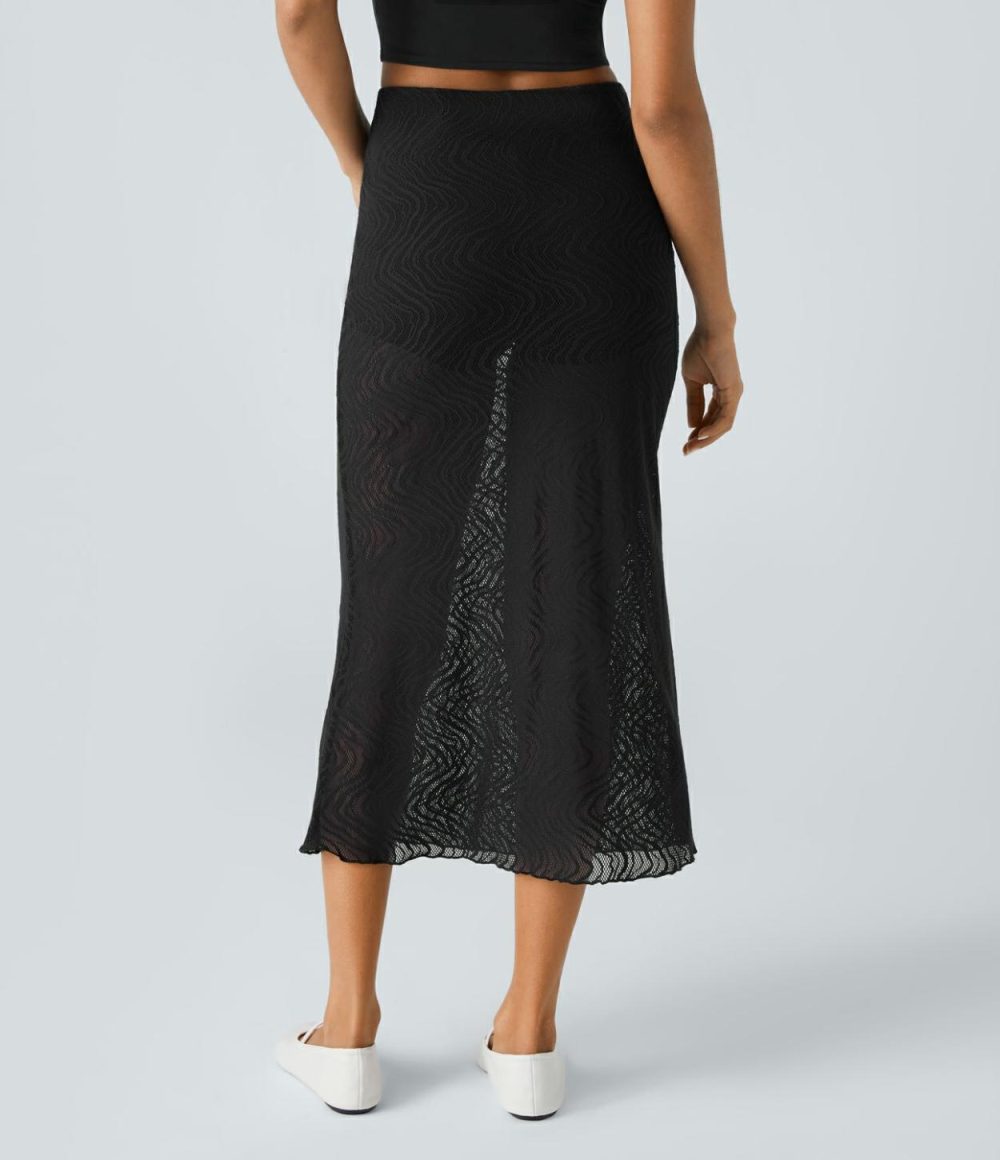 High Waisted 2-in-1 Lace Bodycon Midi Work Skirt  | Womens  2-in-1 Skorts 2-in-1 Skorts 2-in-1 Skorts