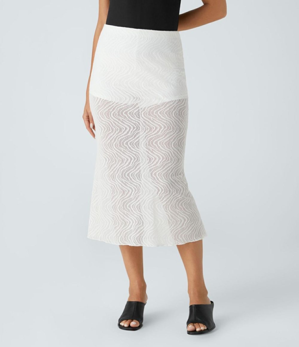 High Waisted 2-in-1 Lace Bodycon Midi Work Skirt  | Womens  2-in-1 Skorts 2-in-1 Skorts 2-in-1 Skorts