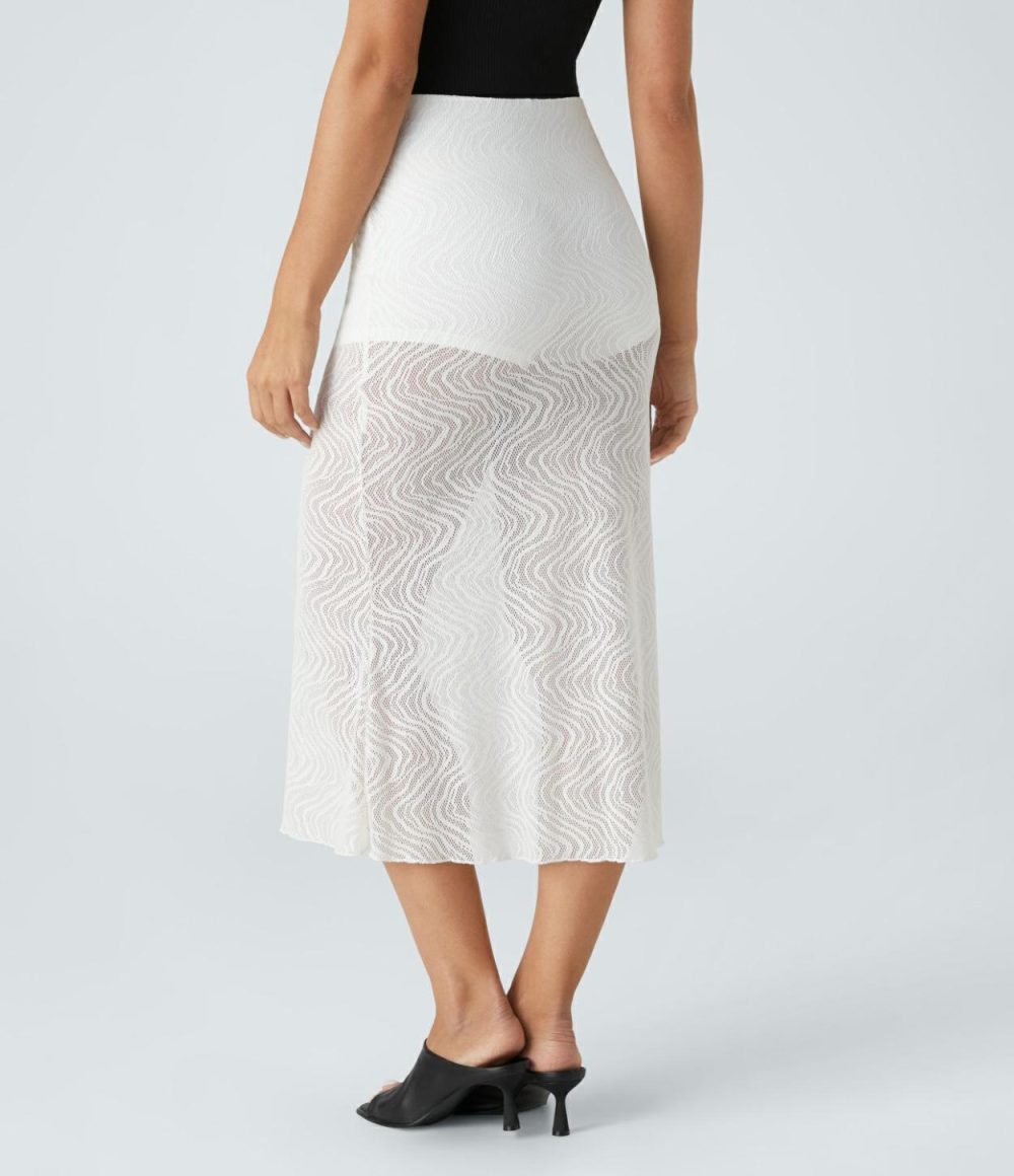 High Waisted 2-in-1 Lace Bodycon Midi Work Skirt  | Womens  2-in-1 Skorts 2-in-1 Skorts 2-in-1 Skorts