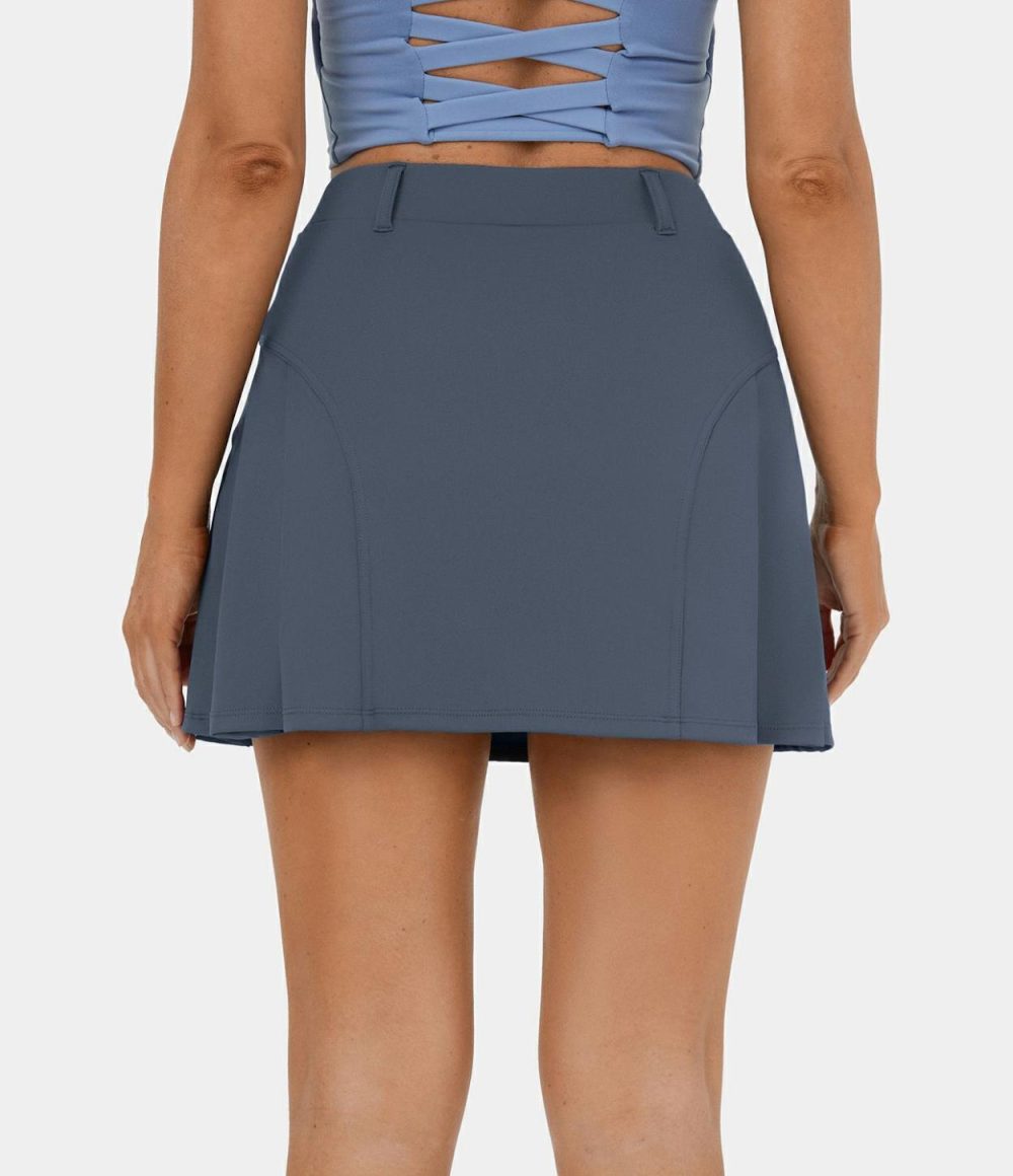 High Waisted 2-in-1 Side Pocket A Line Mini Golf Skirt-Golf Tee Pocket  | Womens  Mini Skirts Clothing Mini Skirts