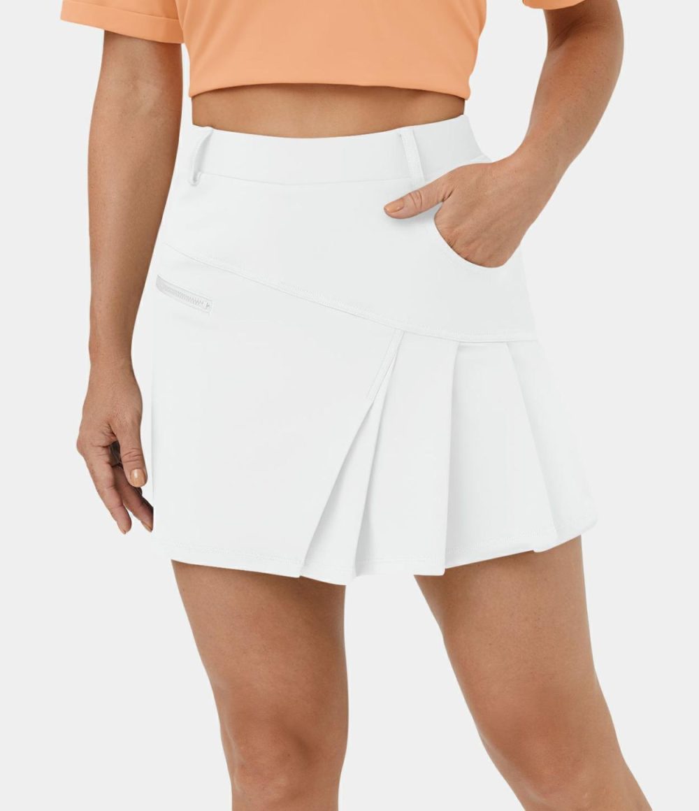 High Waisted 2-in-1 Side Pocket Pleated Golf Skirt  | Womens  Mini Skirts Clothing Mini Skirts