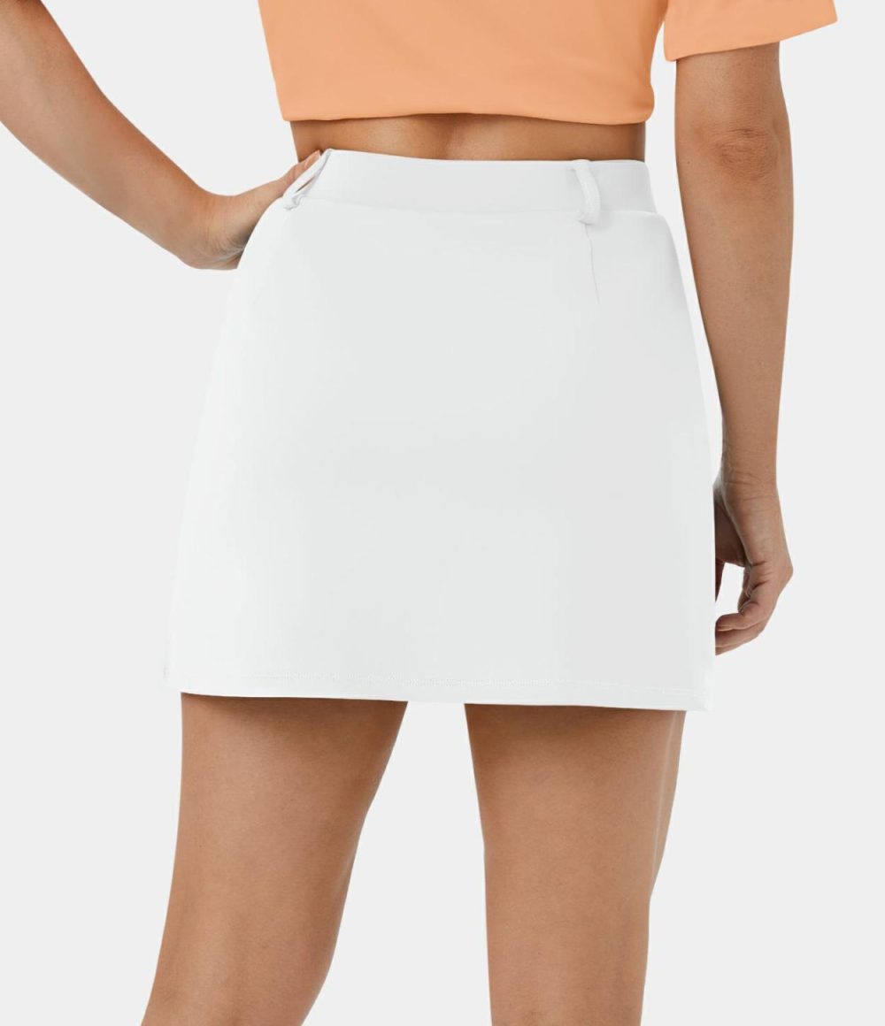 High Waisted 2-in-1 Side Pocket Pleated Golf Skirt  | Womens  Mini Skirts Clothing Mini Skirts