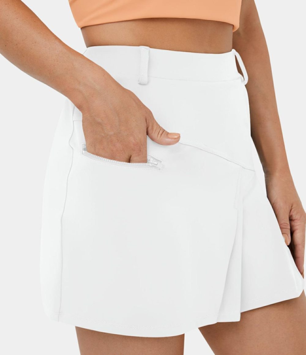 High Waisted 2-in-1 Side Pocket Pleated Golf Skirt  | Womens  Mini Skirts Clothing Mini Skirts