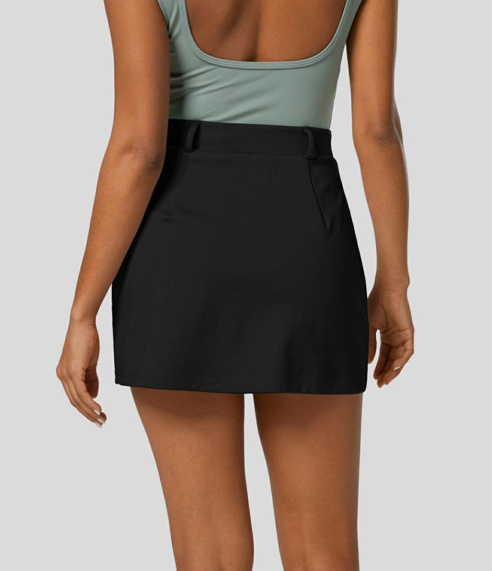 High Waisted 2-in-1 Split Mini Work Skirt  | Womens  Mini Skirts Clothing Mini Skirts