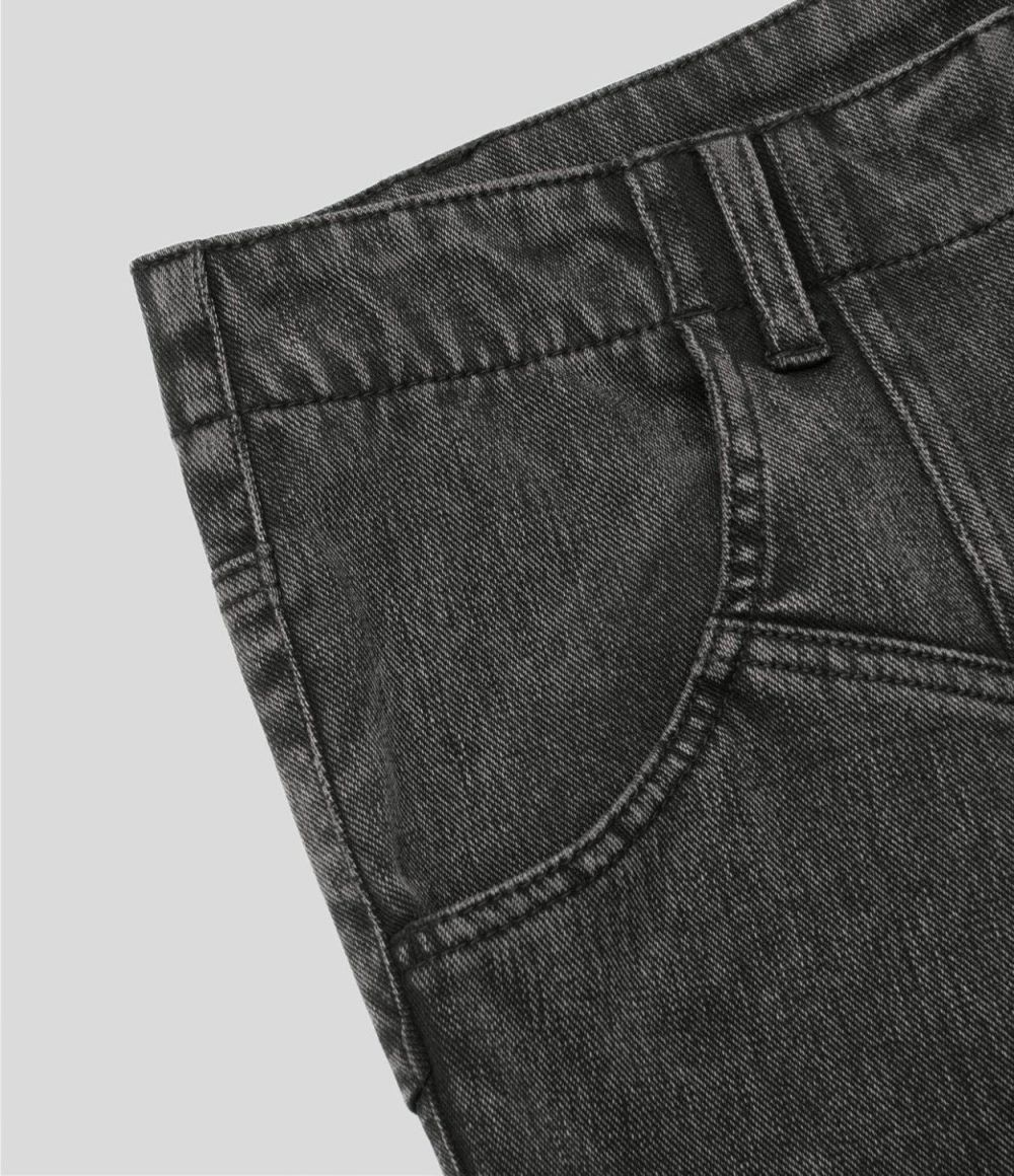 High Waisted Button Multiple Pockets Wash Stretchy Knit Denim Casual Leggings  | Womens  Denim Shorts Clothing Dark Grey Denim