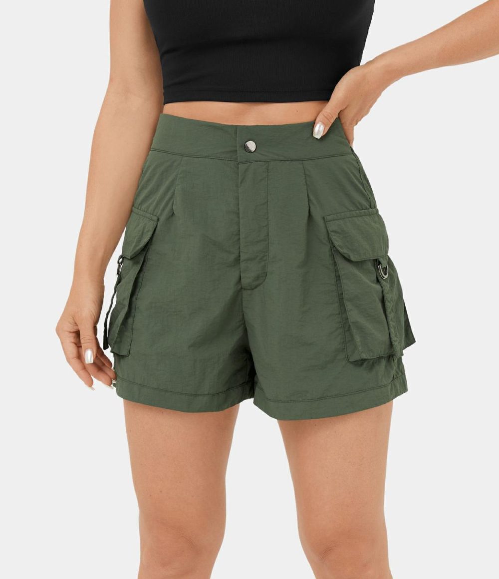 High Waisted Button Zipper Flap Pocket Casual Cargo Shorts 3”  | Womens  Cargo Pants Cargo Pants Cargo Pants