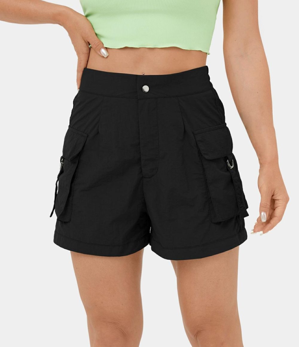 High Waisted Button Zipper Flap Pocket Casual Cargo Shorts 3”  | Womens  Cargo Pants Cargo Pants Cargo Pants