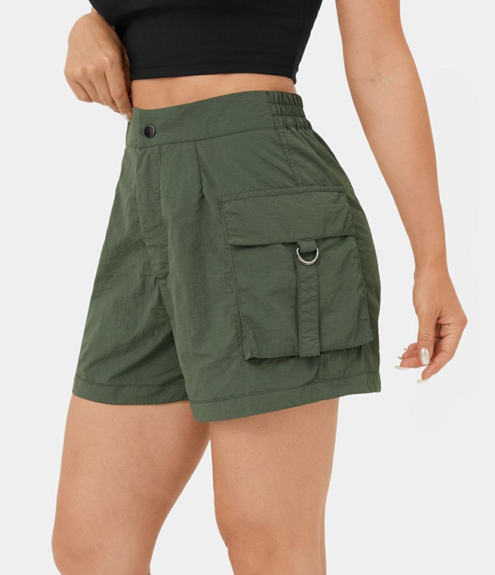 High Waisted Button Zipper Flap Pocket Casual Cargo Shorts 3”  | Womens  Cargo Pants Cargo Pants Cargo Pants