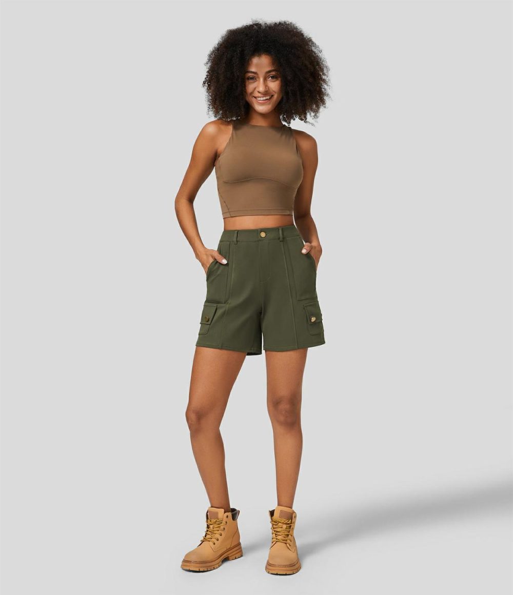 High Waisted Button Zipper Multiple Pockets Cargo Shorts  | Womens  Cargo Pants Cargo Pants Cargo Pants