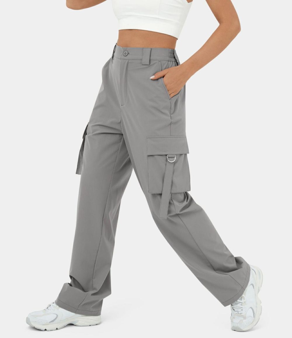 High Waisted Button Zipper Multiple Pockets Straight Leg Casual Cargo Pants  | Womens  Cargo Pants Cargo Pants Cargo Pants