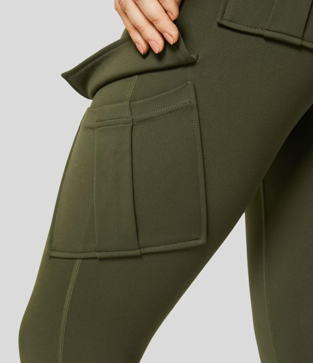 High Waisted Cargo Pocket Capri Yoga Leggings  | Womens  Cargo Pants Cargo Pants Cargo Pants