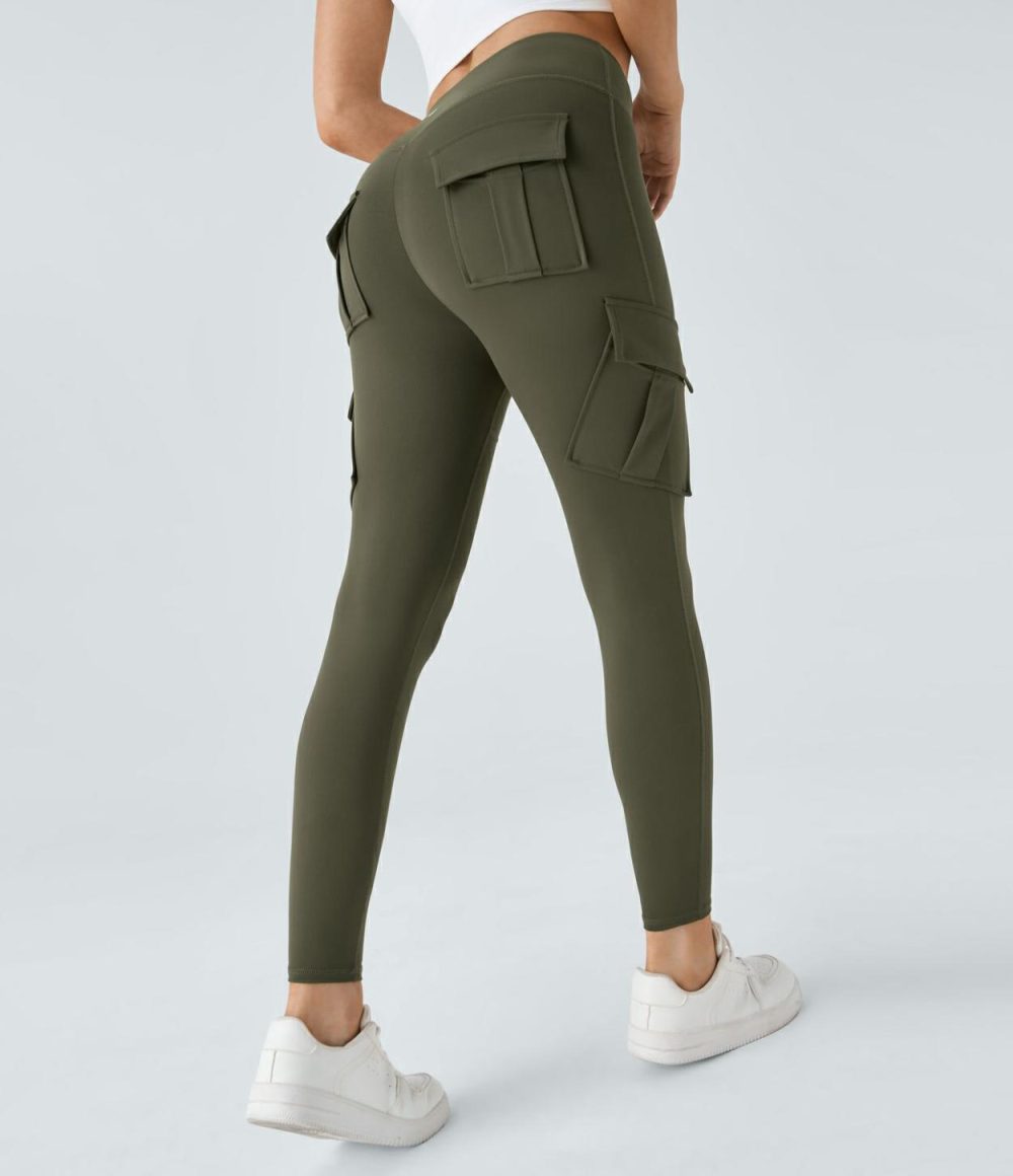 High Waisted Cargo Pocket Skinny Yoga Leggings  | Womens  Cargo Pants Cargo Pants Cargo Pants