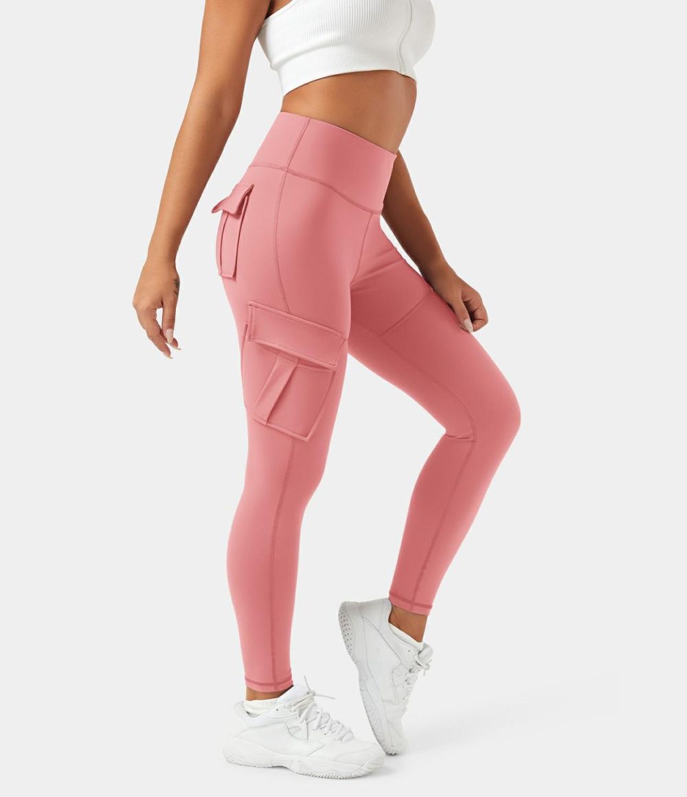 High Waisted Cargo Pocket Skinny Yoga Leggings  | Womens  Cargo Pants Cargo Pants Cargo Pants