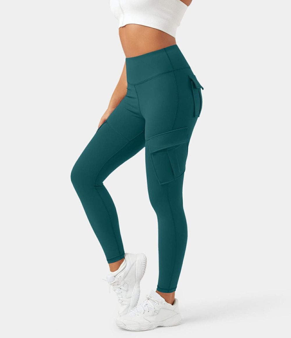 High Waisted Cargo Pocket Skinny Yoga Leggings  | Womens  Cargo Pants Cargo Pants Cargo Pants