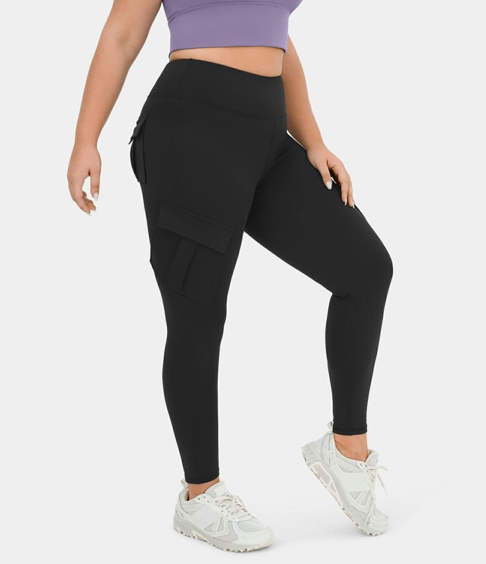 High Waisted Cargo Pocket Skinny Yoga Plus Size 7/8 Leggings  | Womens  Cargo Pants Cargo Pants Cargo Pants