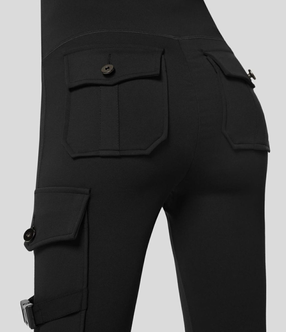 High Waisted Cargo Pocket Yoga 7/8 Leggings  | Womens  Cargo Pants Cargo Pants Cargo Pants