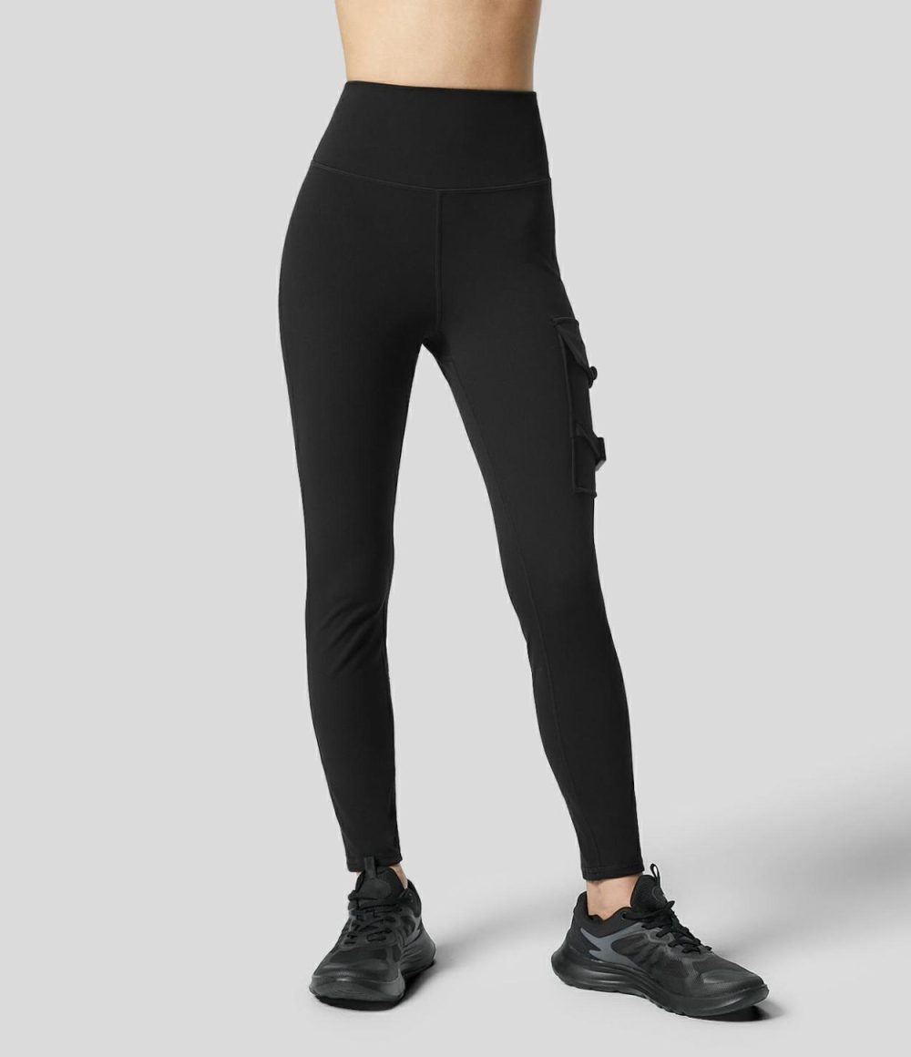 High Waisted Cargo Pocket Yoga 7/8 Leggings  | Womens  Cargo Pants Cargo Pants Cargo Pants